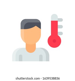 corona virus related gents patient with temperature scale vector vector in flat design