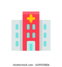 corona virus related hospital with plus sign vector vector in flat design
