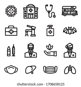 Corona and virus related icon set. 48 x 48 pixels perfect. 
 (Recommendations - Full Size 240 x 240 / Stroke 2px)