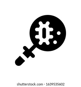 corona virus related magnifying glass with virus vector in solid design