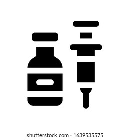 corona virus related syringe with bottle vector in solid design