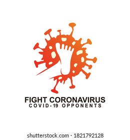 Corona virus resistance logo. Logo symbol for resistance. Vector logo of kicking virus.