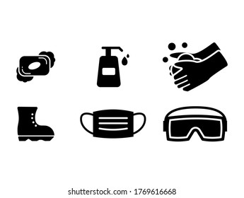 Corona Virus Safety Protection Icon set Design - Vector Template - Transparent Background
