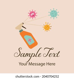 Corona Virus Sanitizer Spray Bottle Vector Card Background