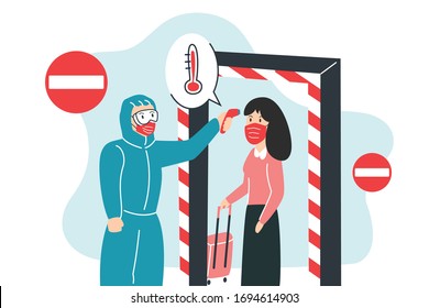 Corona Virus screening test by medical staff.Stop spread of the virus.Corona virus out break. Epidemic virus Respiratory Syndrome. Template for poster, banner, cover design,or social media.