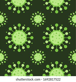 ilustración vectorial de diseño plano sin fisuras del virus corona. Virus Corona en Wuhan, China, propagación global y concepto para detener el virus Corona. La gripe y la propagación de enfermedades pulmonares en todo el mundo. Peligroso