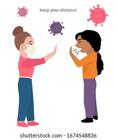Equipo de virus de Corona. Cuarentena, detengan el concepto de diseño epidémico del coronavirus. Ilustración del vector