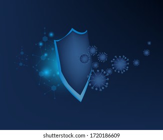 Corona Virus and shield .covid -19. Infographic, Logo, symbol & concept banner