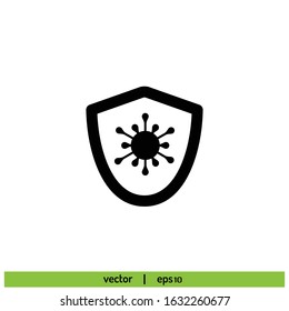 corona virus and shield icon protection virus symbol vector design element