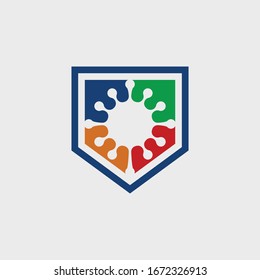 Corona Virus with shield  icon shape . Wuhan virus disease, virus infections prevention. Contamination epidemic virus danger sign. vector illustration image.