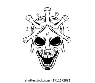 Corona Virus Skull Vektorillustration Illustration und Covid 19 