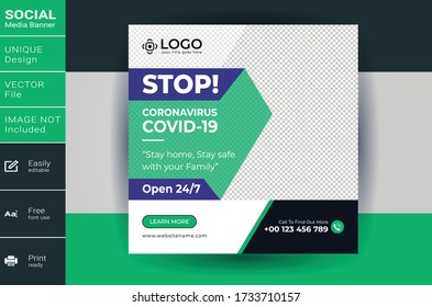 Corona Virus Social Media Banner Template Covid-19 Social Media Banner Template