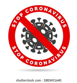Corona virus stop sign. Covid health dangerous logo, virus contamination hospital medical icon, vector no flu spread, influenza infection bacteria risk stopping