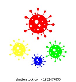 the corona virus swept the world. vector illustration of corona virus in red, yellow, blue. eps file