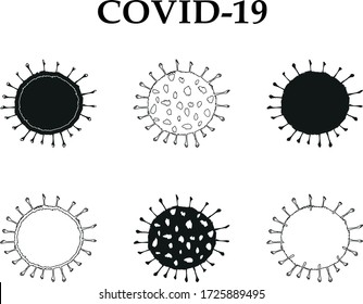 Corona virus symbol black and white