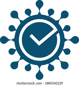 Corona virus symbol with simple style and add 
check list or check mark in the middle. it's can mean positive corona virus.