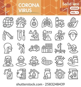 Corona virus symbols collection or sketches. coronavirus bar theme icons in linear style signs for web and app. Vector graphics isolated on white background