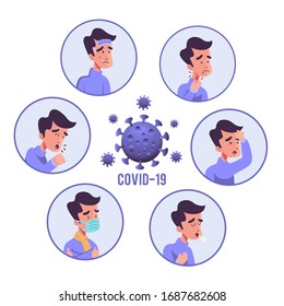 Corona virus symptoms flat illustration