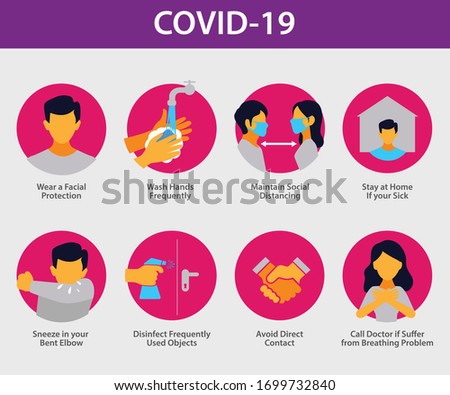 corona virus taking care and precautions vector