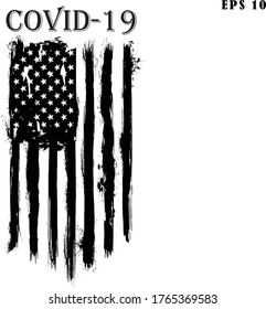 Corona virus text on United States flag. USA Flag background. Corona virus concept. USA flag  for corona virus. 