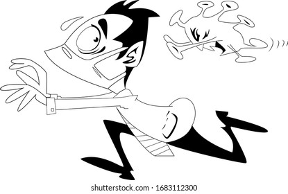 Diseño vectorial único del virus corona 