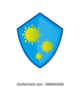 corona virus vaccination. shield with virus symbol