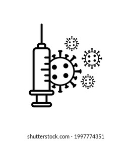 corona virus vaccination. syringe with the corona virus illustration vector