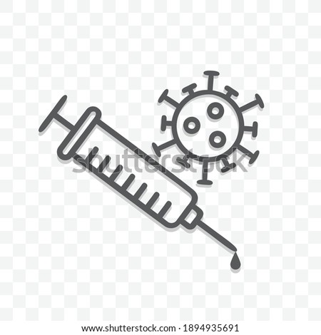 Corona virus vacinne icon vector illustration isolated sign symbol - black and white style in transparent background.