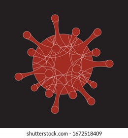Corona Virus Vector Bacteria Anatomy Icon. China Pathogen Respiratory Infection Abstract Drawing. Influenza pandemic