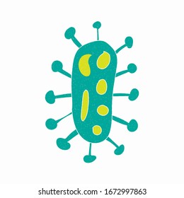 diseño vectorial de virus corona. estilo digital dibujado a mano. textura de grano