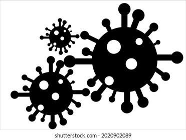 Corona Virus Vector Icon, black and white