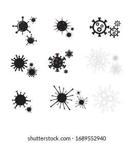 Corona Virus Vector icon set. black against a white background.