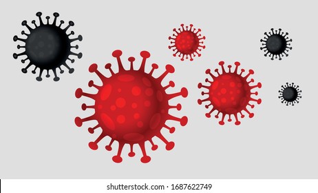 Corona virus vector illustration red and black