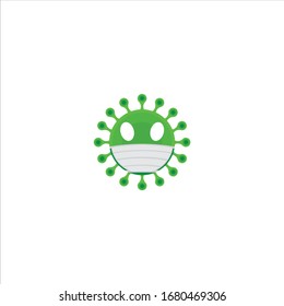 Corona virus vector. Ilustration COVID-19 with mask. Corona logo