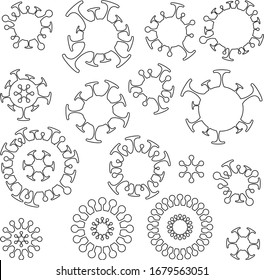 Corona virus vector silhouette shape signs set
Medical microorganism various circle icons collection