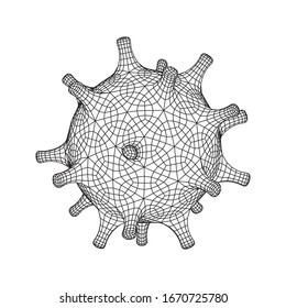 Corona Virus virion of Coronavirus. Covid virus that caused epidemic of pneumonia in China. Wireframe low poly mesh vector illustration.