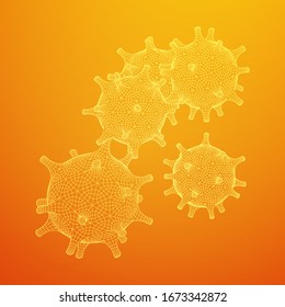 Corona Virus virion of Coronavirus. Covid virus that caused epidemic of pneumonia in China. Wireframe low poly mesh vector illustration.