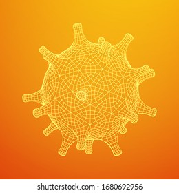 Corona Virus virion of Coronavirus. Covid virus that caused epidemic of pneumonia in China. Wireframe low poly mesh vector illustration.