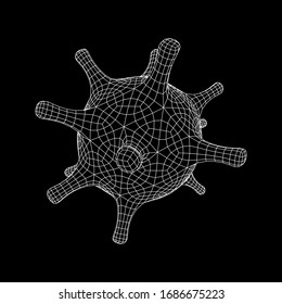 Corona Virus virion of Coronavirus. Covid virus that caused epidemic of pneumonia in China. Wireframe low poly mesh vector illustration.