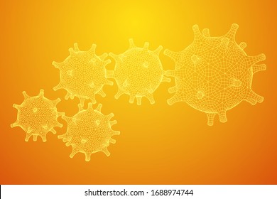 Corona Virus virion of Coronavirus. Covid virus that caused epidemic of pneumonia in China. Wireframe low poly mesh vector illustration.