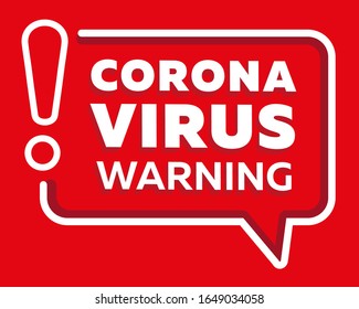 Corona Virus Warning red exclamation mark framed
