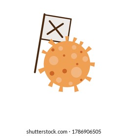 corona virus white flag flat ilustration