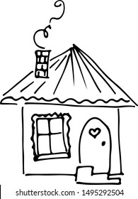 Corona virus written in typography poster design. Save planet from corona virus. Stay safe,stay inside home. Prevention from virus. Sketch of countryside house. Vector illustration