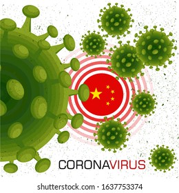 corona virus in wuhan china Ncov-2019. Many Virus attack in China vector illustration.. background Concept fot fight against Corona.