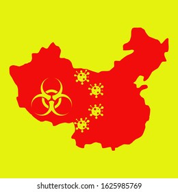 Corona Virus from Wuhan in China, vector map biohazard