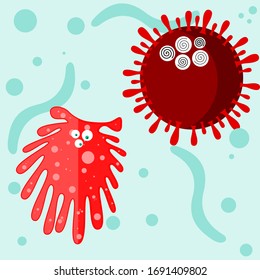 Corona Virus in Wuhan. White Background, Vector Illustration.
