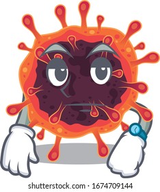 Corona virus zone on waiting gesture mascot design style