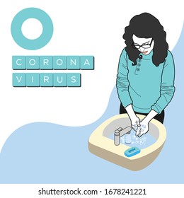 corona virus-2020/hand wash /editable vector illustration character design