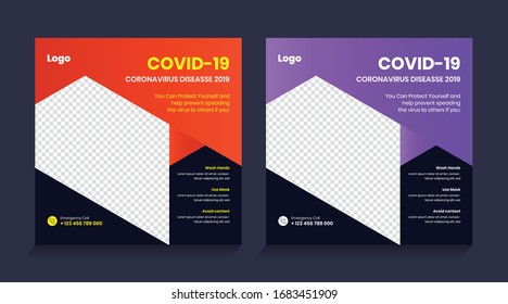 Corona Virus(Covid-19).template for social media post. Covid-19 Virus.
