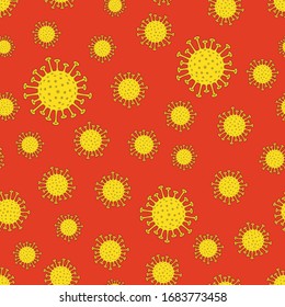 Corona viruses background. Bacteria, germs or biology Organisms Seamless Pattern. Virus Infection, Ebola epidemic, covid-19 concept. Microorganism disease causing, cell cancer, microbe, virus. EPS10.